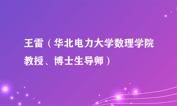 王雷（华北电力大学数理学院教授、博士生导师）