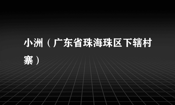 小洲（广东省珠海珠区下辖村寨）