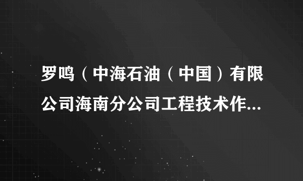 罗鸣（中海石油（中国）有限公司海南分公司工程技术作业中心副总经理，高级工程师）