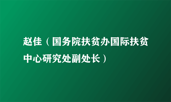 什么是赵佳（国务院扶贫办国际扶贫中心研究处副处长）