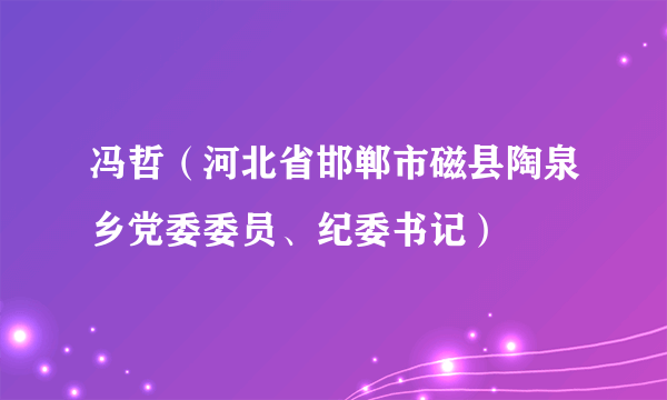 什么是冯哲（河北省邯郸市磁县陶泉乡党委委员、纪委书记）