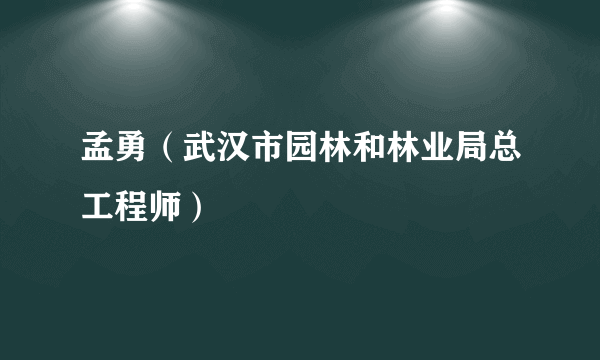 什么是孟勇（武汉市园林和林业局总工程师）