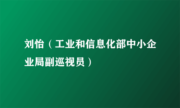 刘怡（工业和信息化部中小企业局副巡视员）