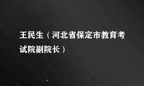 王民生（河北省保定市教育考试院副院长）