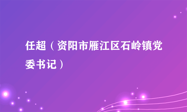 任超（资阳市雁江区石岭镇党委书记）