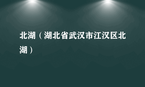 北湖（湖北省武汉市江汉区北湖）