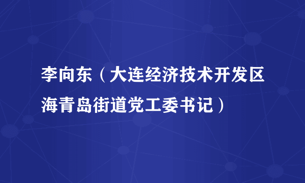 李向东（大连经济技术开发区海青岛街道党工委书记）