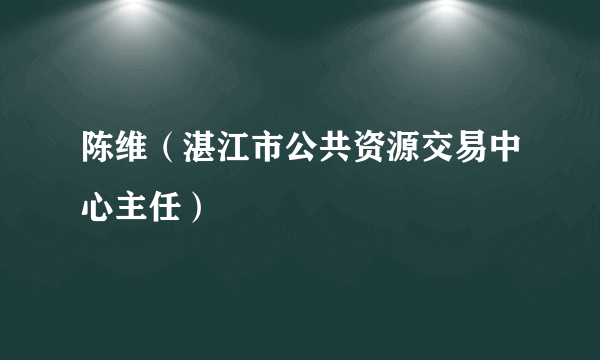 陈维（湛江市公共资源交易中心主任）