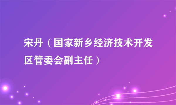 宋丹（国家新乡经济技术开发区管委会副主任）