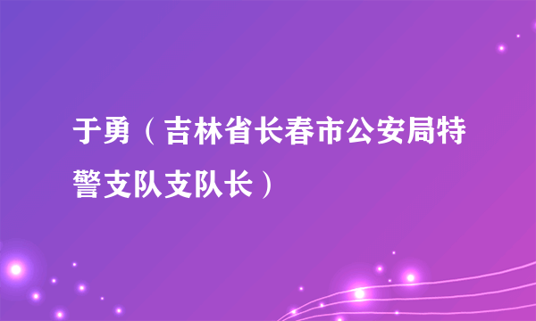 于勇（吉林省长春市公安局特警支队支队长）