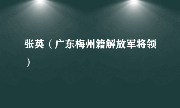 张英（广东梅州籍解放军将领）