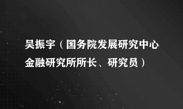 吴振宇（国务院发展研究中心金融研究所所长、研究员）