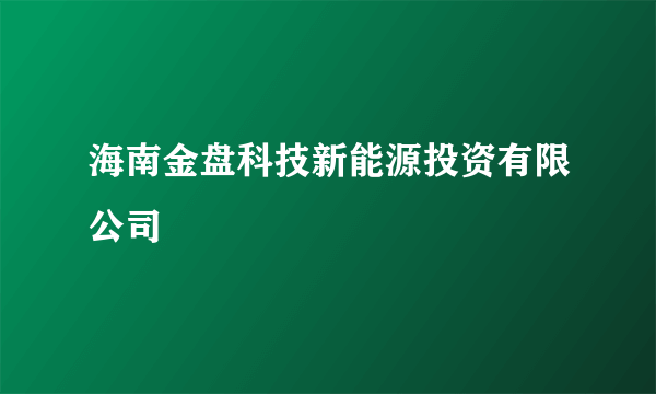 海南金盘科技新能源投资有限公司