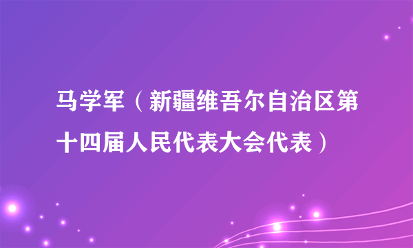 马学军（新疆维吾尔自治区第十四届人民代表大会代表）