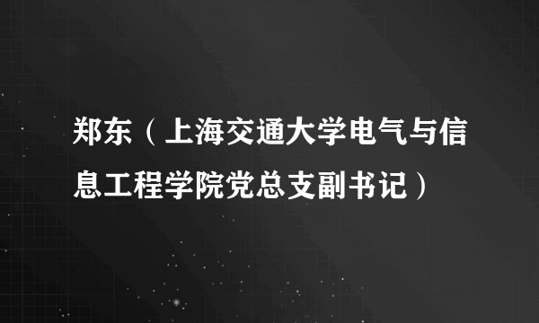 郑东（上海交通大学电气与信息工程学院党总支副书记）