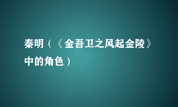 秦明（《金吾卫之风起金陵》中的角色）