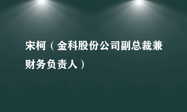 宋柯（金科股份公司副总裁兼财务负责人）