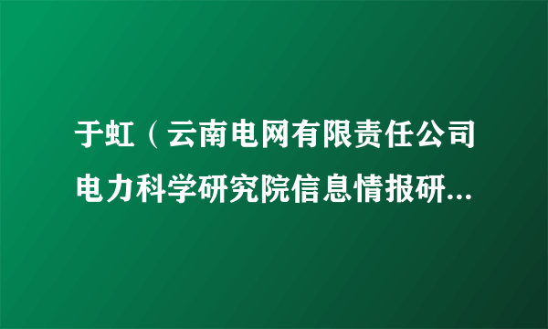 于虹（云南电网有限责任公司电力科学研究院信息情报研究所副所长）