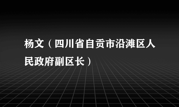 杨文（四川省自贡市沿滩区人民政府副区长）