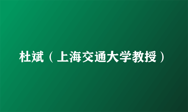 杜斌（上海交通大学教授）