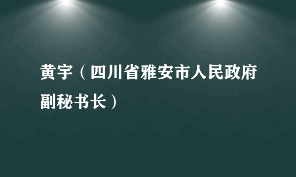 黄宇（四川省雅安市人民政府副秘书长）