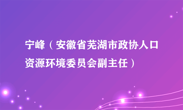 宁峰（安徽省芜湖市政协人口资源环境委员会副主任）