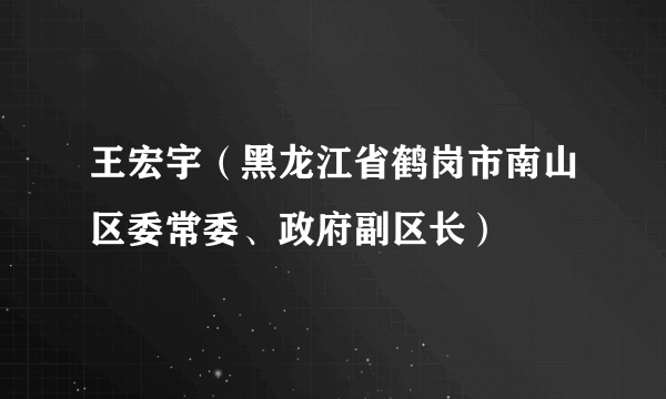 什么是王宏宇（黑龙江省鹤岗市南山区委常委、政府副区长）