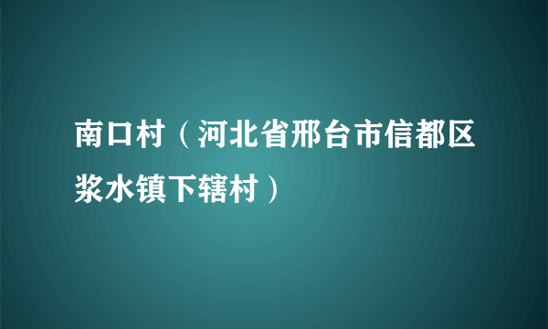 南口村（河北省邢台市信都区浆水镇下辖村）