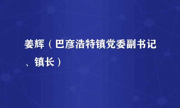 姜辉（巴彦浩特镇党委副书记、镇长）