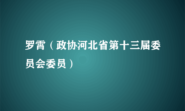 什么是罗霄（政协河北省第十三届委员会委员）