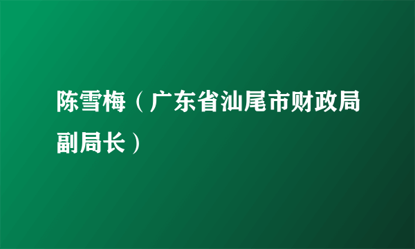 什么是陈雪梅（广东省汕尾市财政局副局长）