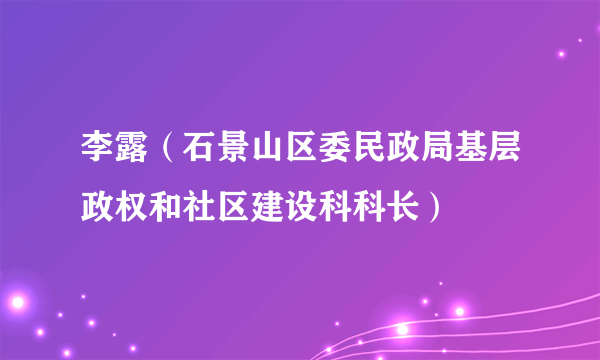 李露（石景山区委民政局基层政权和社区建设科科长）