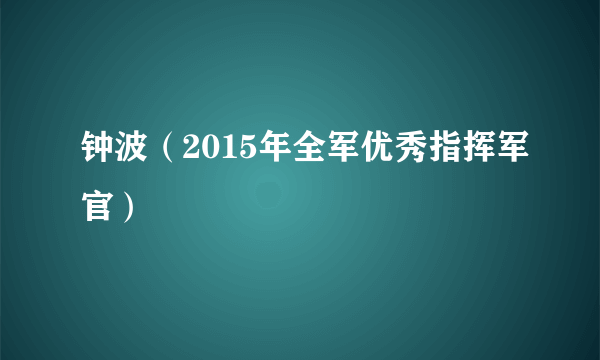 钟波（2015年全军优秀指挥军官）