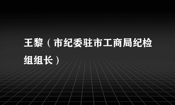 王黎（市纪委驻市工商局纪检组组长）