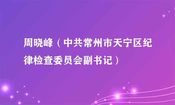 什么是周晓峰（中共常州市天宁区纪律检查委员会副书记）