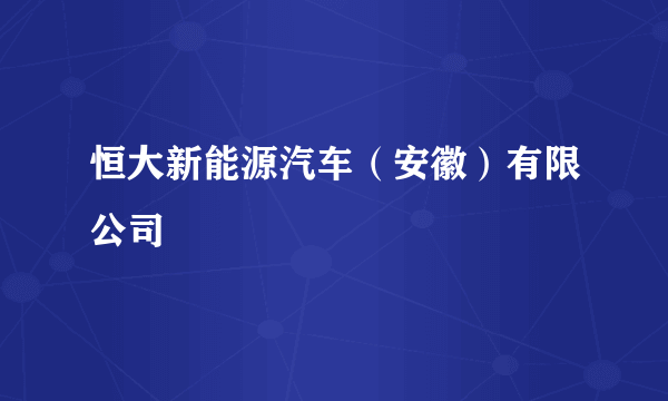 什么是恒大新能源汽车（安徽）有限公司