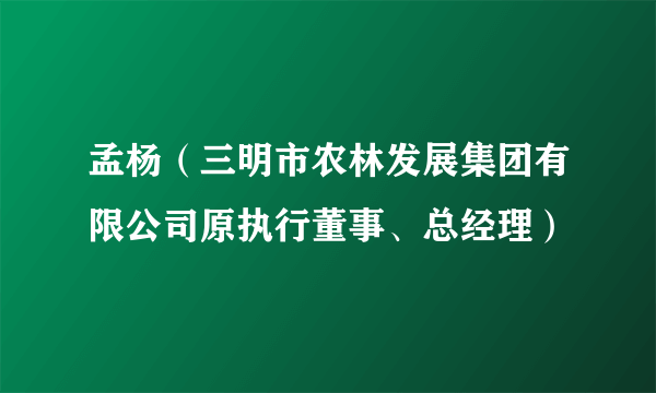 孟杨（三明市农林发展集团有限公司原执行董事、总经理）