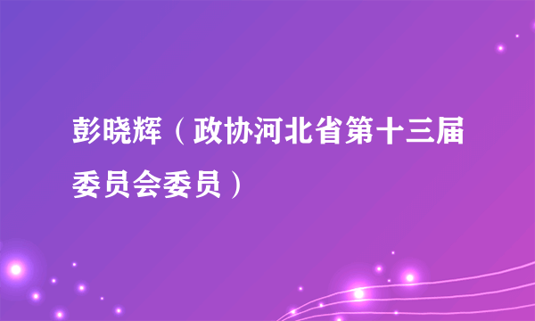 什么是彭晓辉（政协河北省第十三届委员会委员）