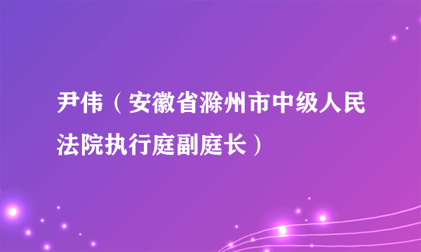 尹伟（安徽省滁州市中级人民法院执行庭副庭长）