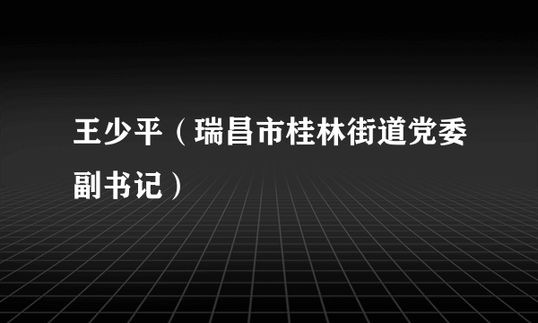 什么是王少平（瑞昌市桂林街道党委副书记）