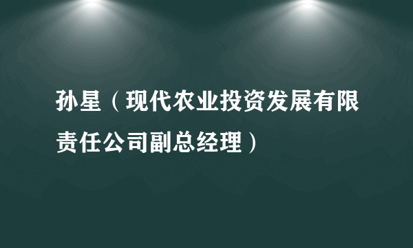 什么是孙星（现代农业投资发展有限责任公司副总经理）