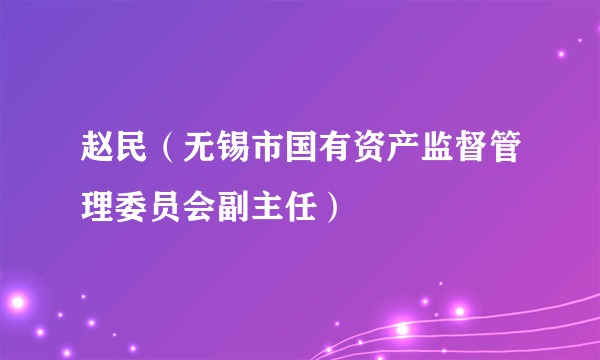 赵民（无锡市国有资产监督管理委员会副主任）