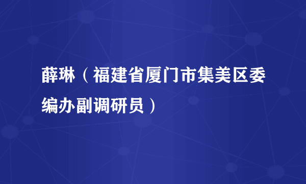 薛琳（福建省厦门市集美区委编办副调研员）