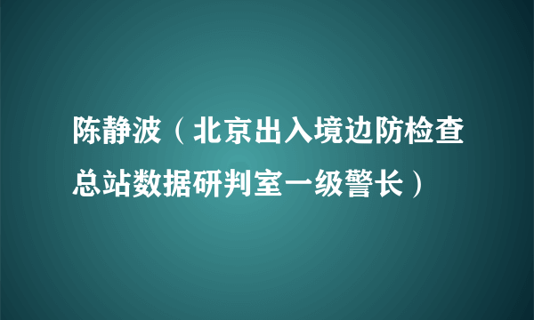 陈静波（北京出入境边防检查总站数据研判室一级警长）