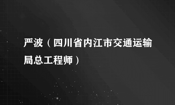 严波（四川省内江市交通运输局总工程师）