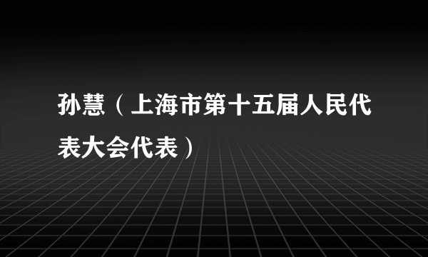 孙慧（上海市第十五届人民代表大会代表）