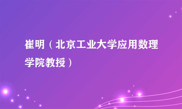 崔明（北京工业大学应用数理学院教授）