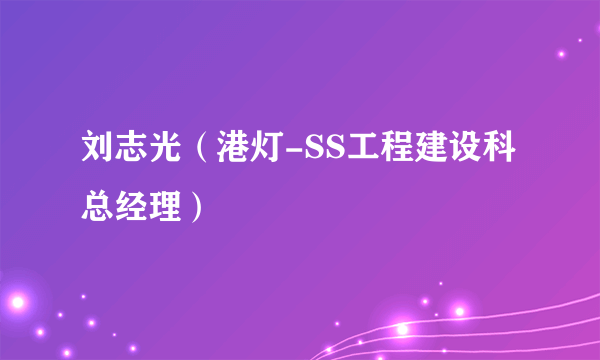 什么是刘志光（港灯-SS工程建设科总经理）