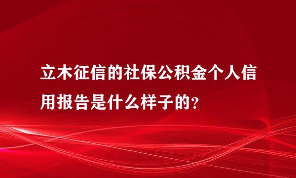 立木征信的社保公积金个人信用报告是什么样子的？