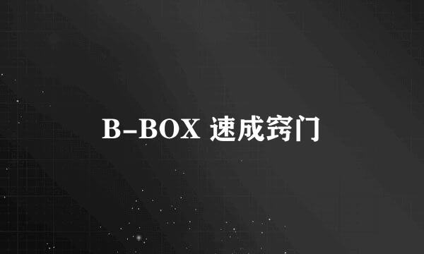 B-BOX 速成窍门